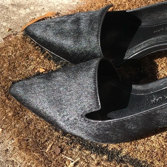 10 Crosby Dereck Lam Black Real Fur High Heels. d’Orsay Pumps, Size 7 1/2 NWOT - Picture 2 of 16